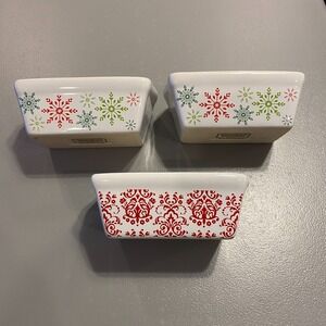 Lot of 3 Mini Snowflake Loaf Dish, Celebrate‎ It. 5x3.5